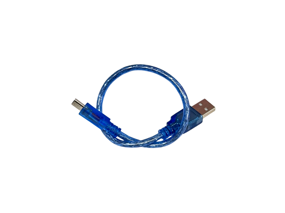 USB-A to USB-C Short Cable (Transparent Blue) — USB 2.0, ~30 cm