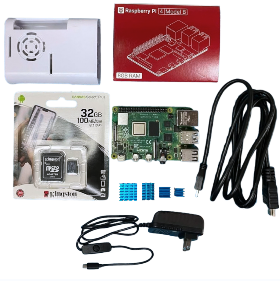 Raspberry Pi 4 Bundle Kit - 8GB with ABS Plastic Casing RPI USB C Power Heat Sink Micro