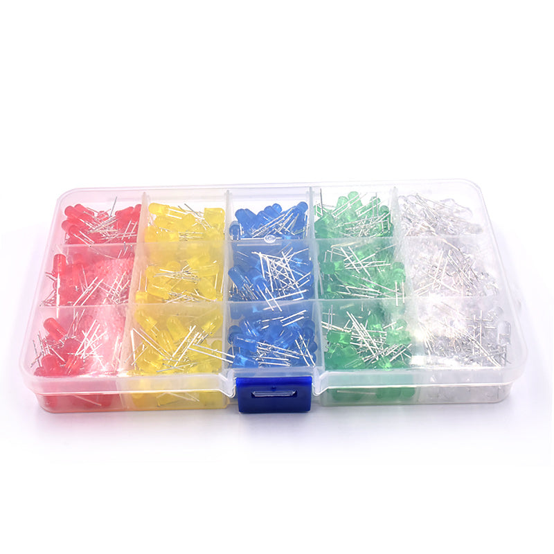 500pcs 5MM LED Box Kit(Red/Yellow/Blue/Green/ White)
