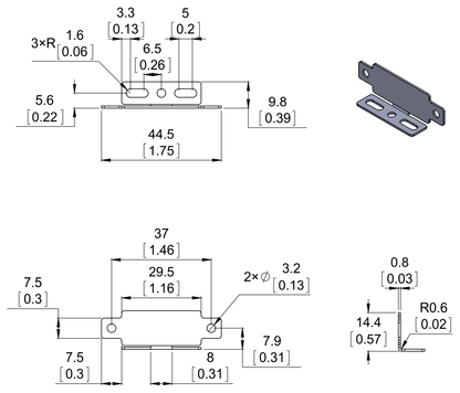 Bracket Pair for Sharp GP2Y0A02 GP2Y0A21 and GP2Y0A41 Distance Sensors Parallel