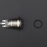 LED GREEN 16mm Illuminated Flat Metal Push Button Switch 16mm - circuitrocks