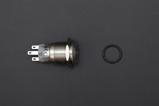 LED GREEN 16mm Illuminated Flat Metal Push Button Switch 16mm