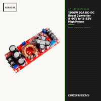 1200W 20A DC-DC Boost Converter 8-60V to 12-83V High Power - genuine, circuit.rocks
