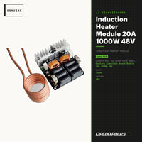 Induction Heater Module 20A 1000W 48V - ZVS Driver Board - genuine, circuit.rocks