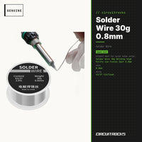 Solder Wire 30g 0.8mm - 60/40 Tin-Lead Rosin Core - genuine, circuit.rocks