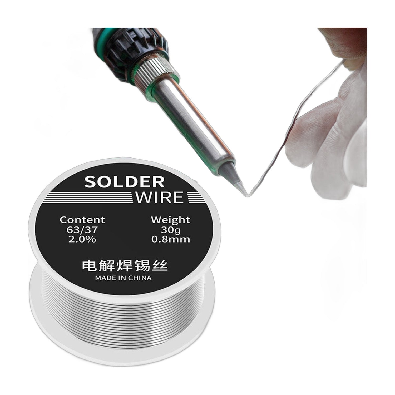 Solder Wire 30g 0.8mm - 60/40 Tin-Lead Rosin Core - circuit.rocks