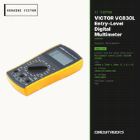 VICTOR VC830L Entry-Level Digital Multimeter - DC/AC/Resistance - genuine, circuit.rocks