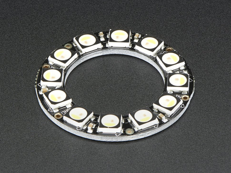 NeoPixel Ring - 12 x 5050 RGBW LEDs w/ Integrated Drivers - Warm White - ~3000K