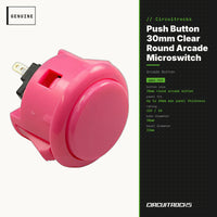 Push Button 30mm Clear Round Arcade Microswitch - genuine, circuit.rocks