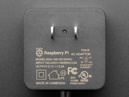 Raspberry Pi 4 Official Power Supply 5.1V 3A with USB C 1.5 meter long