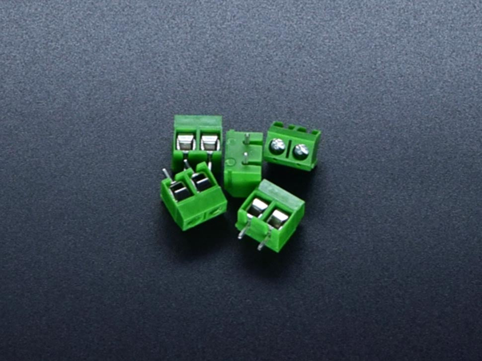 Screw Terminals 2Pin 5mm Pitch Green 5PCS