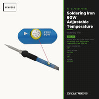 Soldering Iron 60W Adjustable Temperature - 220VAC w/ Tip - genuine, circuit.rocks