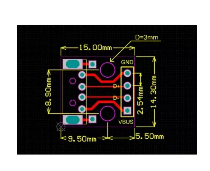 USB Male Head DIP 2.54MM Breakout