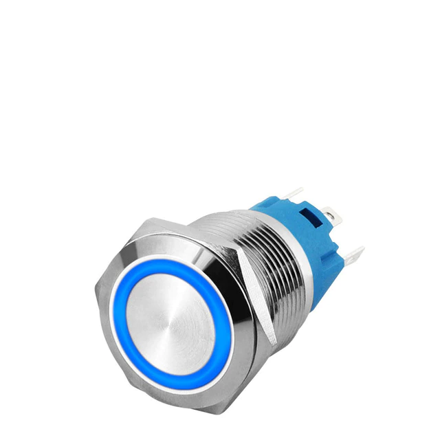 LED BLUE 16mm Illuminated Flat Metal Push Button Switch 16mm ...