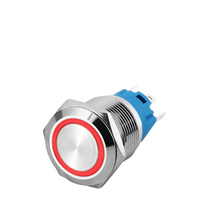 LED RED 16mm Illuminated Flat Metal Push Button Switch 16mm - circuitrocks