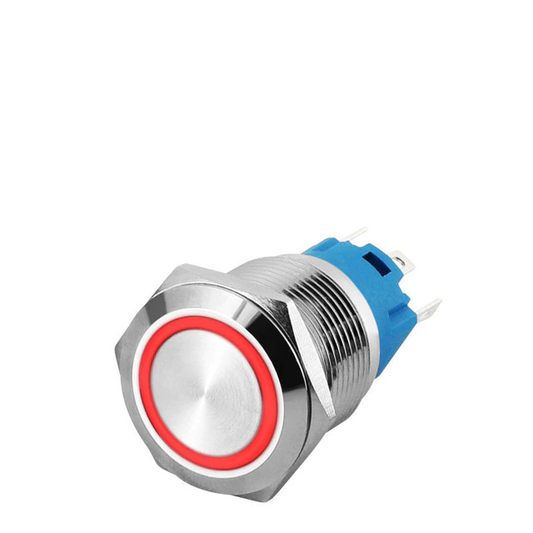 LED RED 16mm Illuminated Flat Metal Push Button Switch 16mm