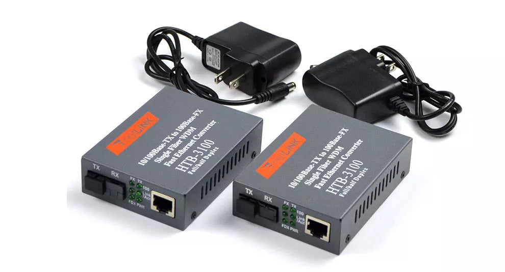 Media Converter HTB-3100 Fiber Optical Single Mode Single Fiber SC Port 20KM External Power Supply 10/100M