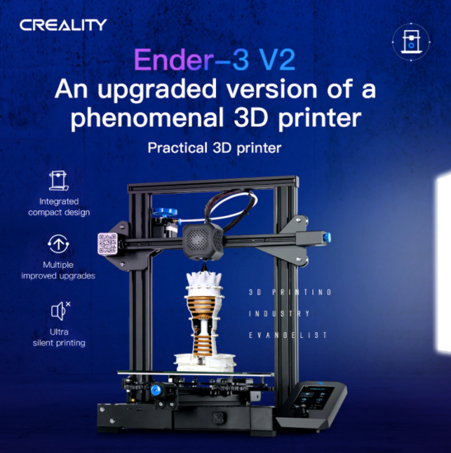 Creality Ender 3 V2 3D Printer All-Metal Integrated Structure Silent Mainboard