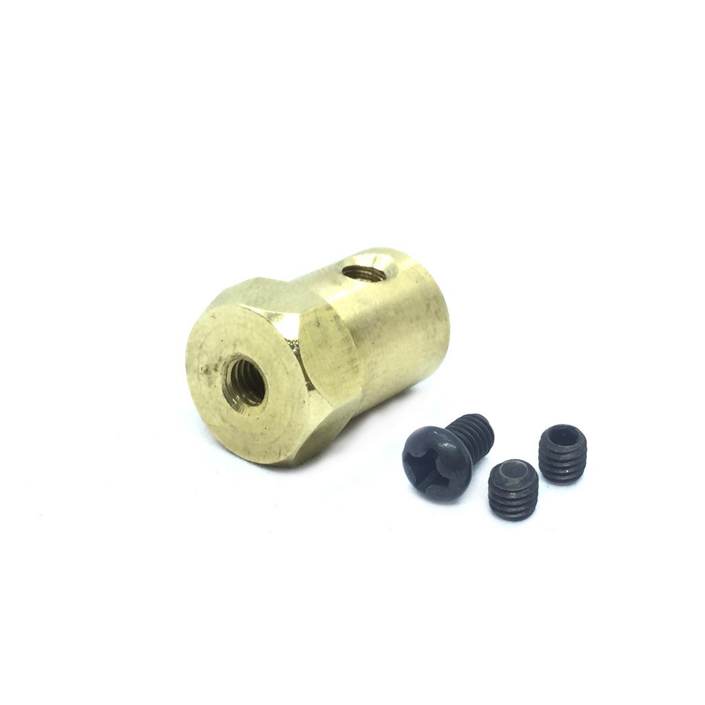Coupling 4mm Hexagon Brass for Motor Shafts and Wheels