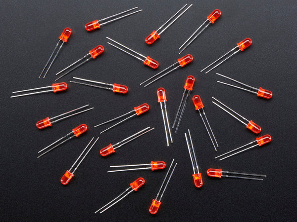 Diffused Red 5mm LED 25-Pack - Standard Through-Hole