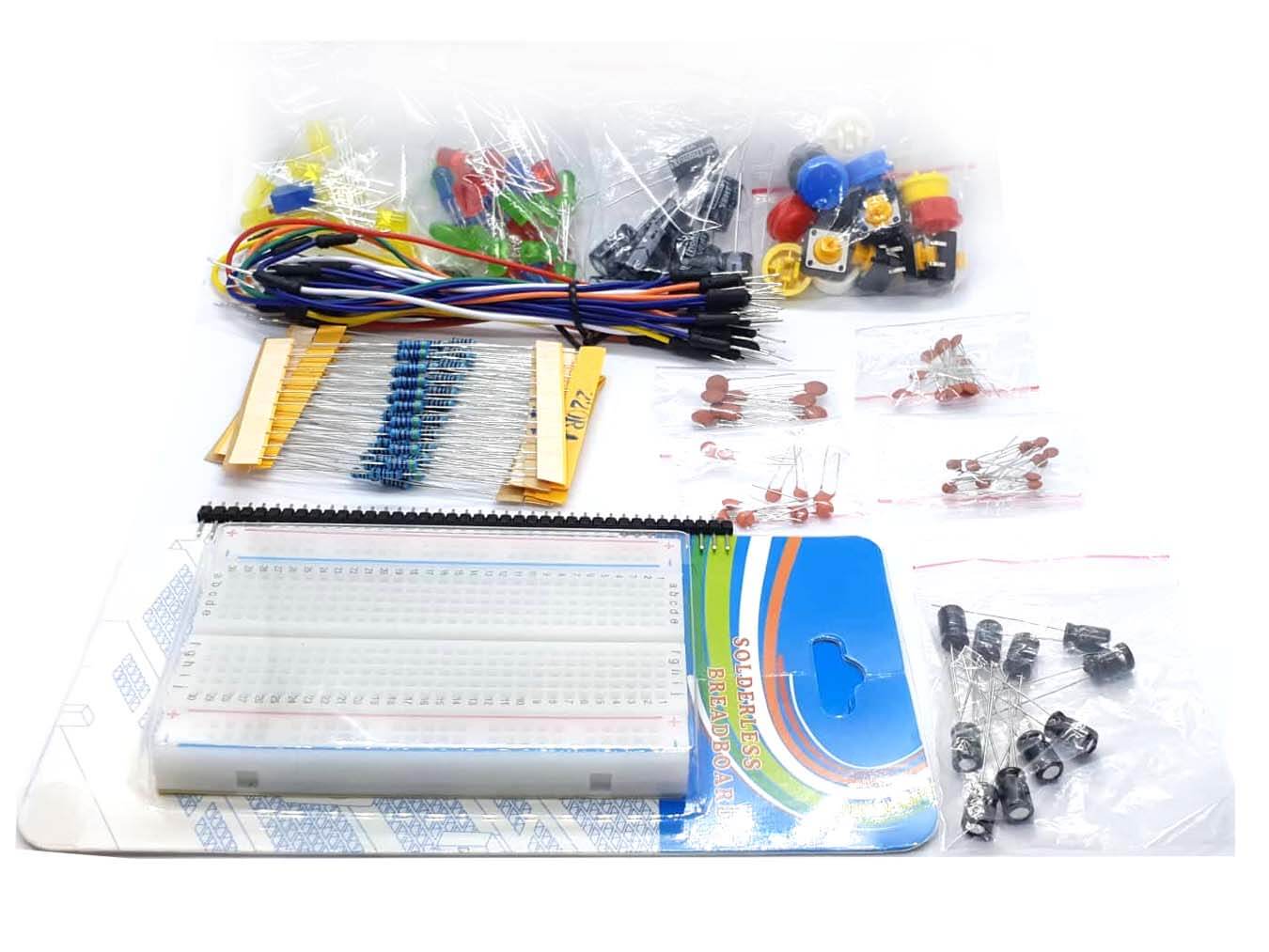 Electronics Kit LED Capacitor Wires Breadboard Resistor