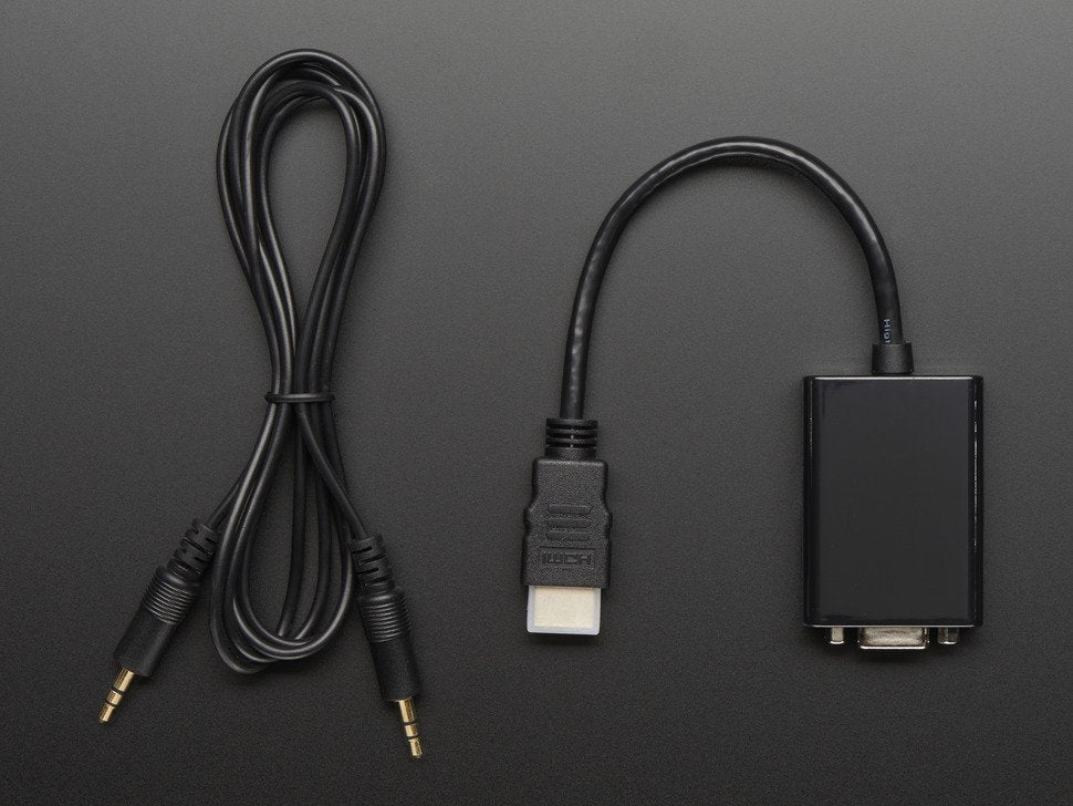 HDMI to VGA Video Adapter and 3.5mm Male / Male Stereo Cable - circuitrocks