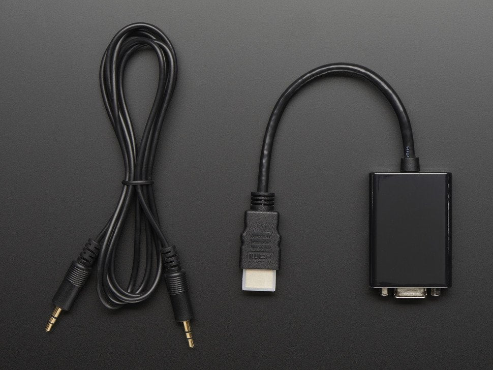 HDMI to VGA Video Adapter and 3.5mm Male / Male Stereo Cable