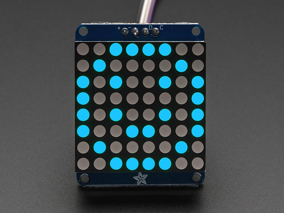 LED Matrix Adafruit Small 1.2 8x8 with I2C Backpack Blue - circuitrocks