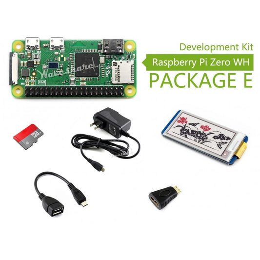 Raspberry Pi Zero WH Package E with 2.13inch e-Paper HAT