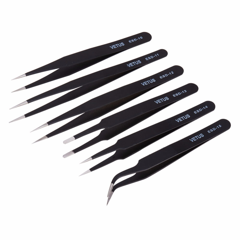 6pcs ESD10-15 Anti-static Tweezers Kit