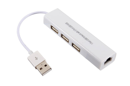 USB 2.0 and Ethernet Hub - 3 USB Ports and 1 Ethernet