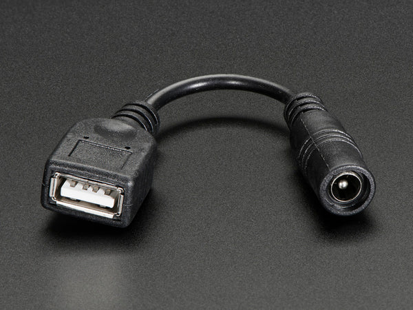 Adafruit USB A Jack to 5.5/2.1mm DC Jack Adapter - 988