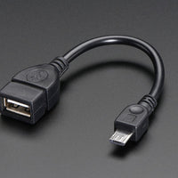 USB OTG Host Cable - MicroB OTG Male to USB-A Female
