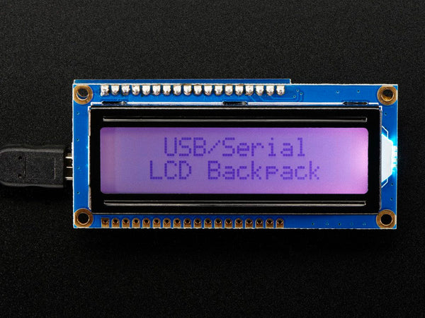 Adafruit USB+Serial Backpack 16x2 RGB Black-on-RGB LCD